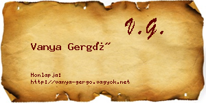 Vanya Gergő névjegykártya